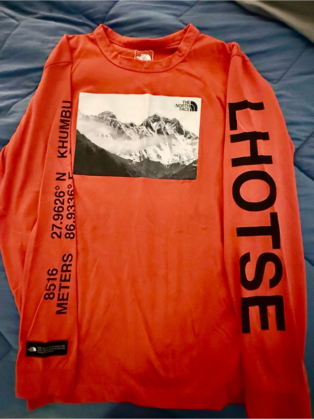 The North Face Men’s Khumbu Long Sleeve Shirt — Red with Black Graphics